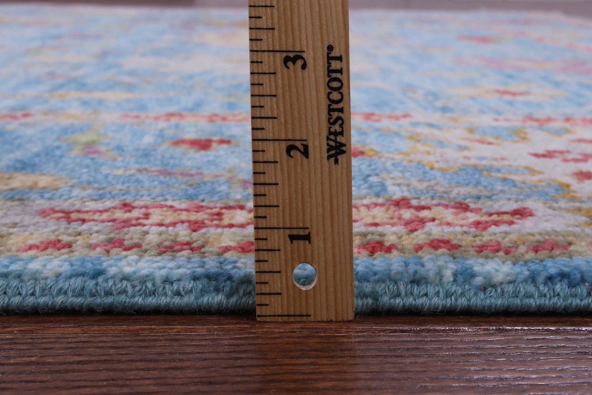 Blue Square Turkish Oushak Hand Knotted Wool Rug - 7' 11" X 8' 1" - Golden Nile