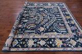 Blue Turkish Oushak Hand Knotted Wool Rug - 8' 2" X 9' 6" - Golden Nile