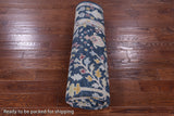 Blue Turkish Oushak Hand Knotted Wool Rug - 8' 2" X 9' 6" - Golden Nile