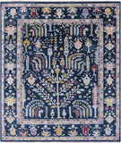 Blue Turkish Oushak Hand Knotted Wool Rug - 8' 2" X 9' 6" - Golden Nile