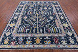Blue Turkish Oushak Hand Knotted Wool Rug - 8' 2" X 9' 6" - Golden Nile