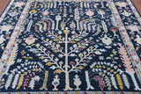 Blue Turkish Oushak Hand Knotted Wool Rug - 8' 2" X 9' 6" - Golden Nile