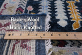 Blue Turkish Oushak Hand Knotted Wool Rug - 8' 2" X 9' 6" - Golden Nile