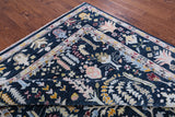 Blue Turkish Oushak Hand Knotted Wool Rug - 8' 2" X 9' 6" - Golden Nile