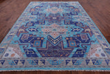 Blue Kazak Handmade Wool Rug - 9' 2" X 12' 0" - Golden Nile