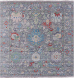 Grey Square Turkish Oushak Hand Knotted Wool Rug - 8' 2" X 8' 3" - Golden Nile