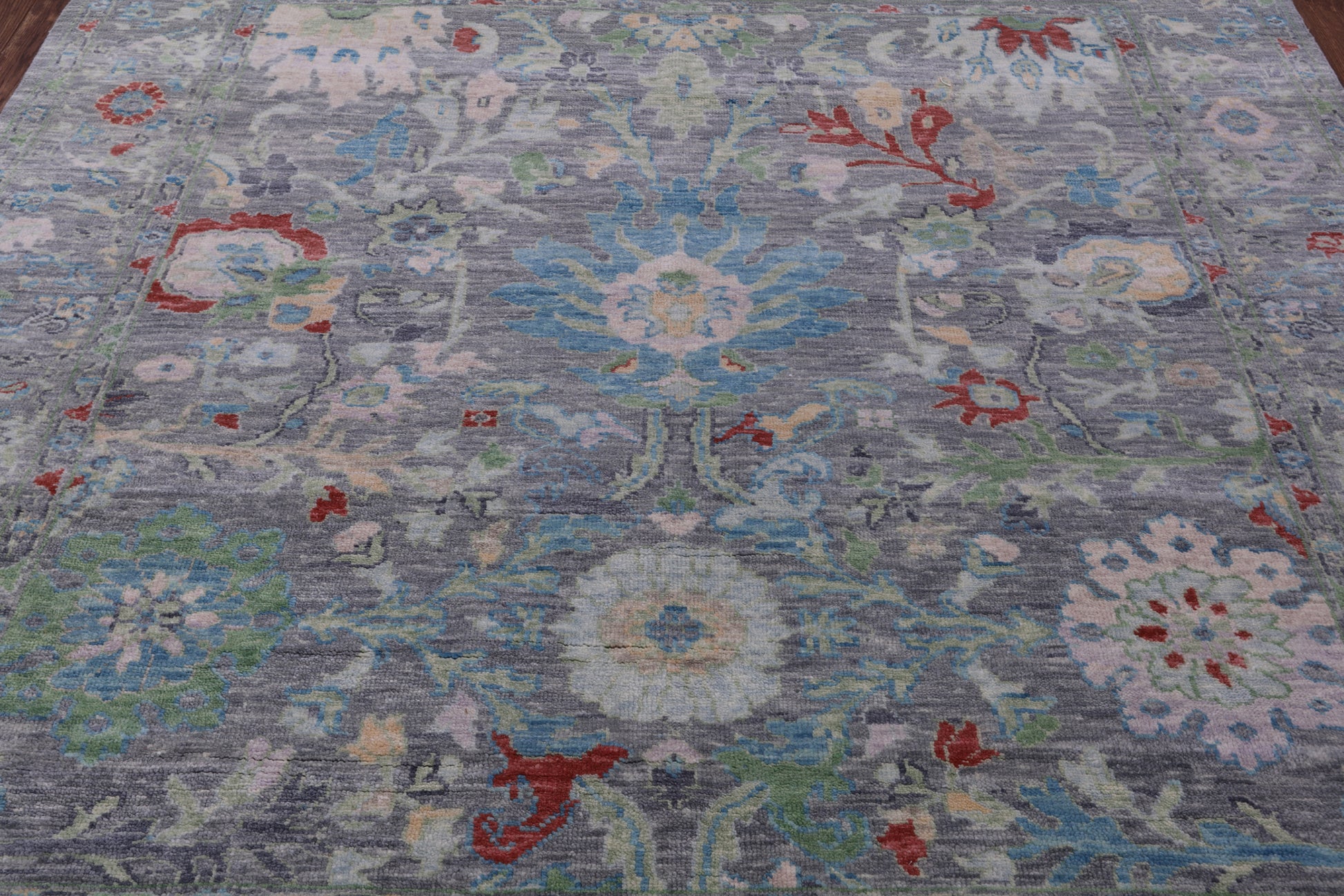 Grey Square Turkish Oushak Hand Knotted Wool Rug - 8' 2" X 8' 3" - Golden Nile
