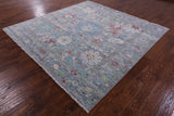 Grey Square Turkish Oushak Hand Knotted Wool Rug - 8' 2" X 8' 3" - Golden Nile