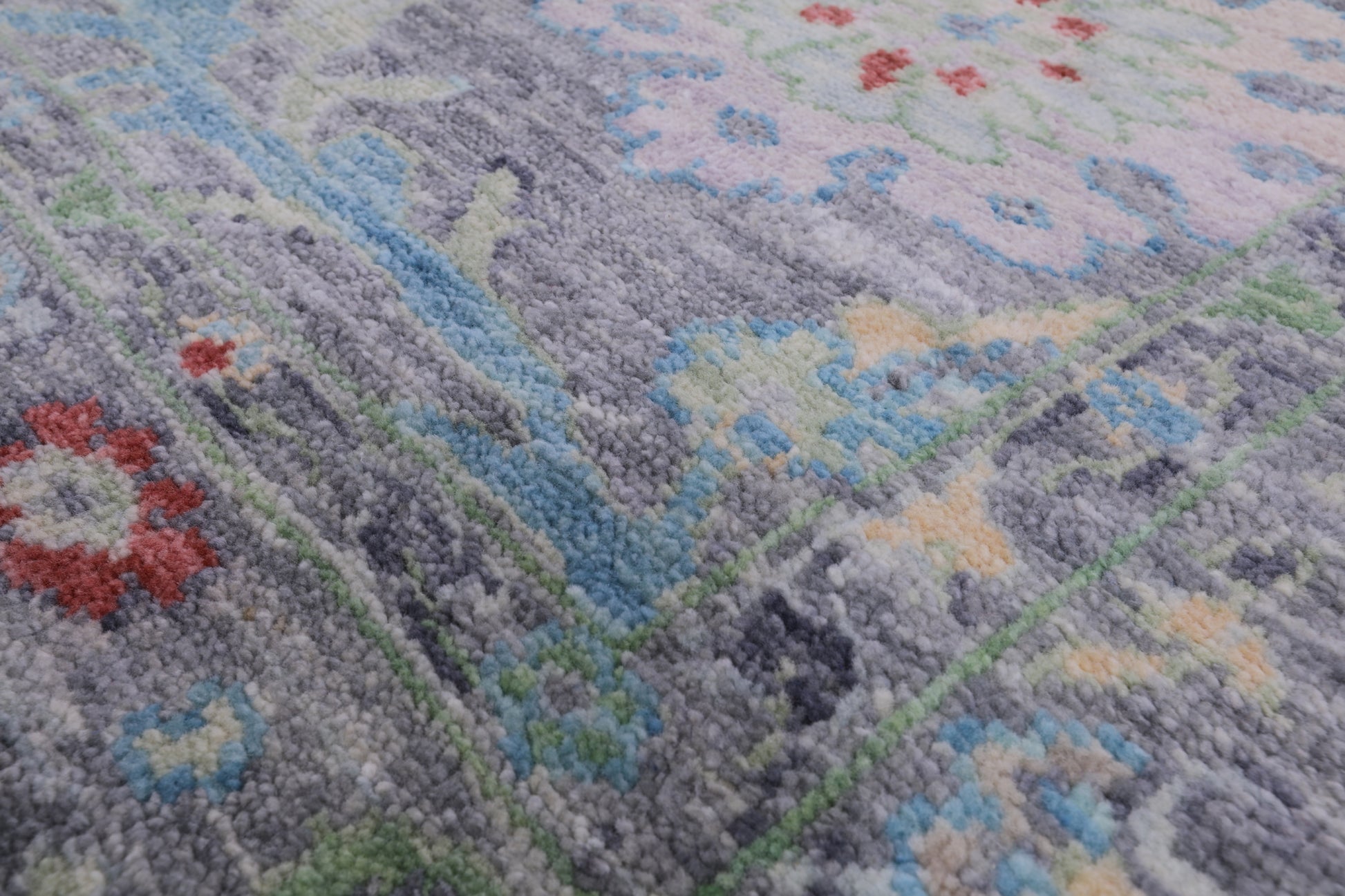 Grey Square Turkish Oushak Hand Knotted Wool Rug - 8' 2" X 8' 3" - Golden Nile