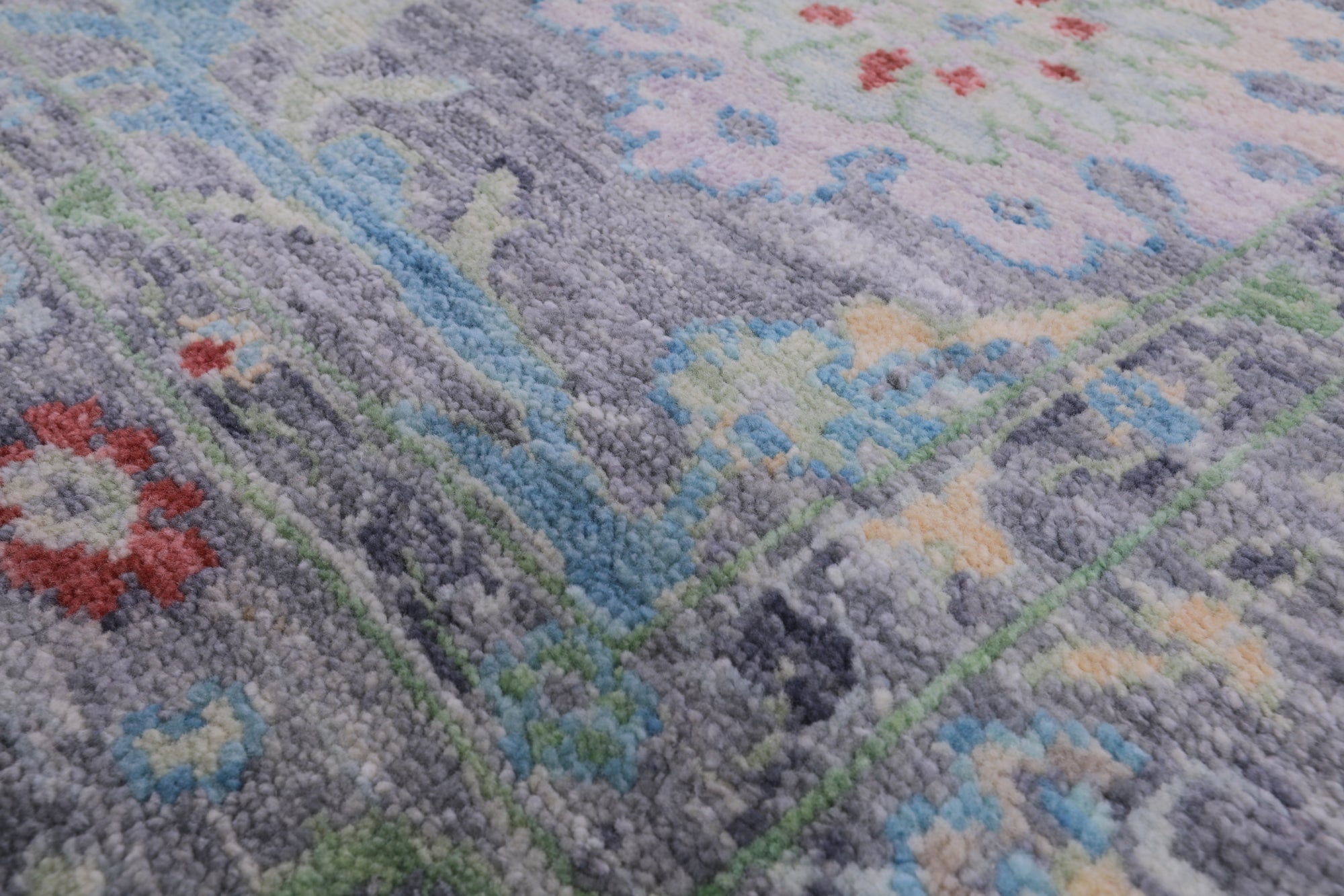Grey Square Turkish Oushak Hand Knotted Wool Rug - 8' 2" X 8' 3" - Golden Nile