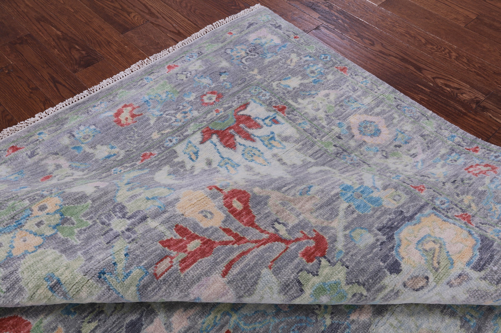 Grey Square Turkish Oushak Hand Knotted Wool Rug - 8' 2" X 8' 3" - Golden Nile