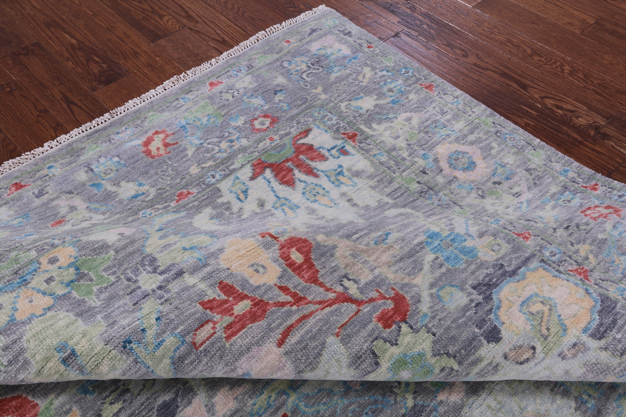 Grey Square Turkish Oushak Hand Knotted Wool Rug - 8' 2" X 8' 3" - Golden Nile