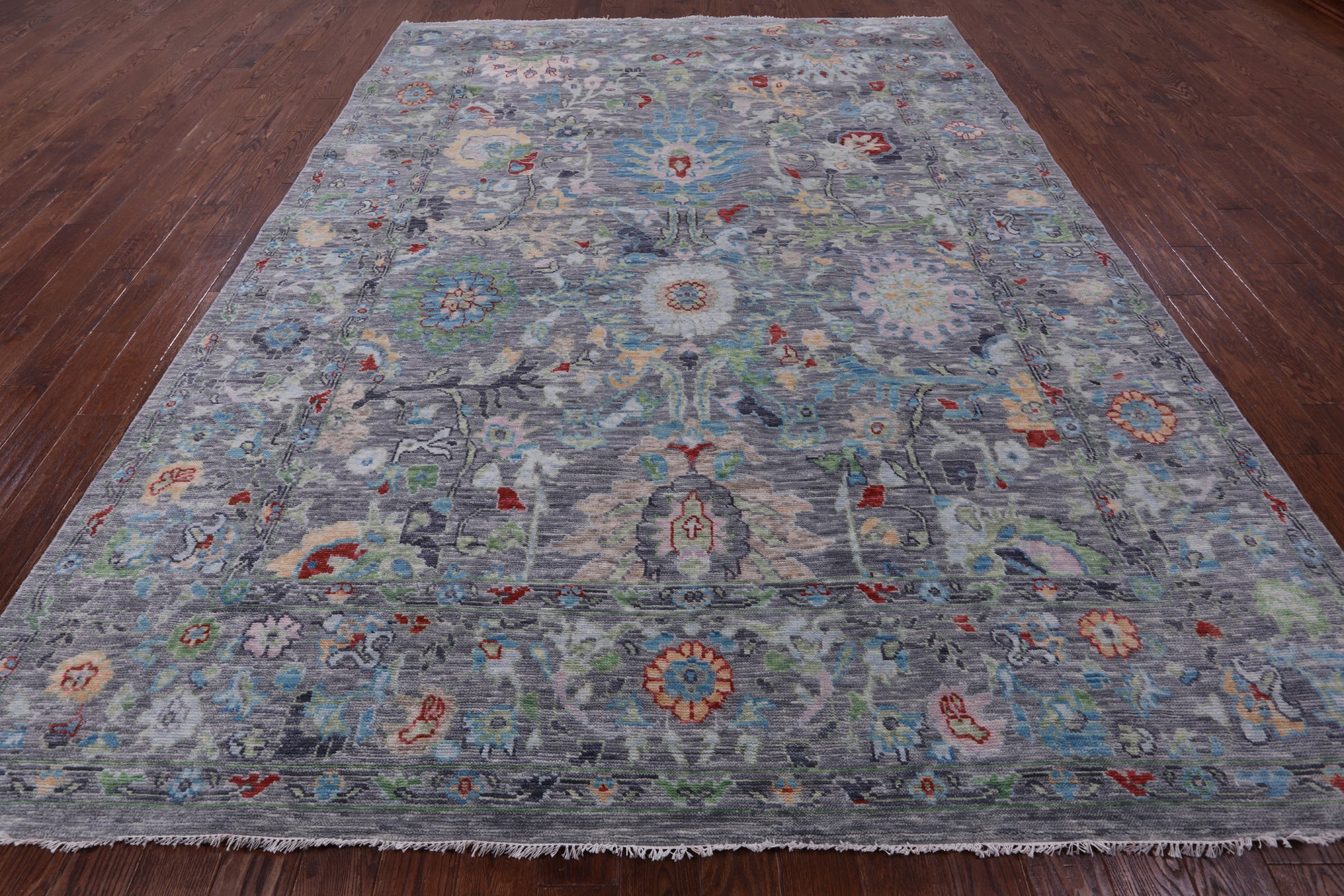 Grey Turkish Oushak Hand Knotted Wool Rug - 8' 11" X 12' 0" - Golden Nile