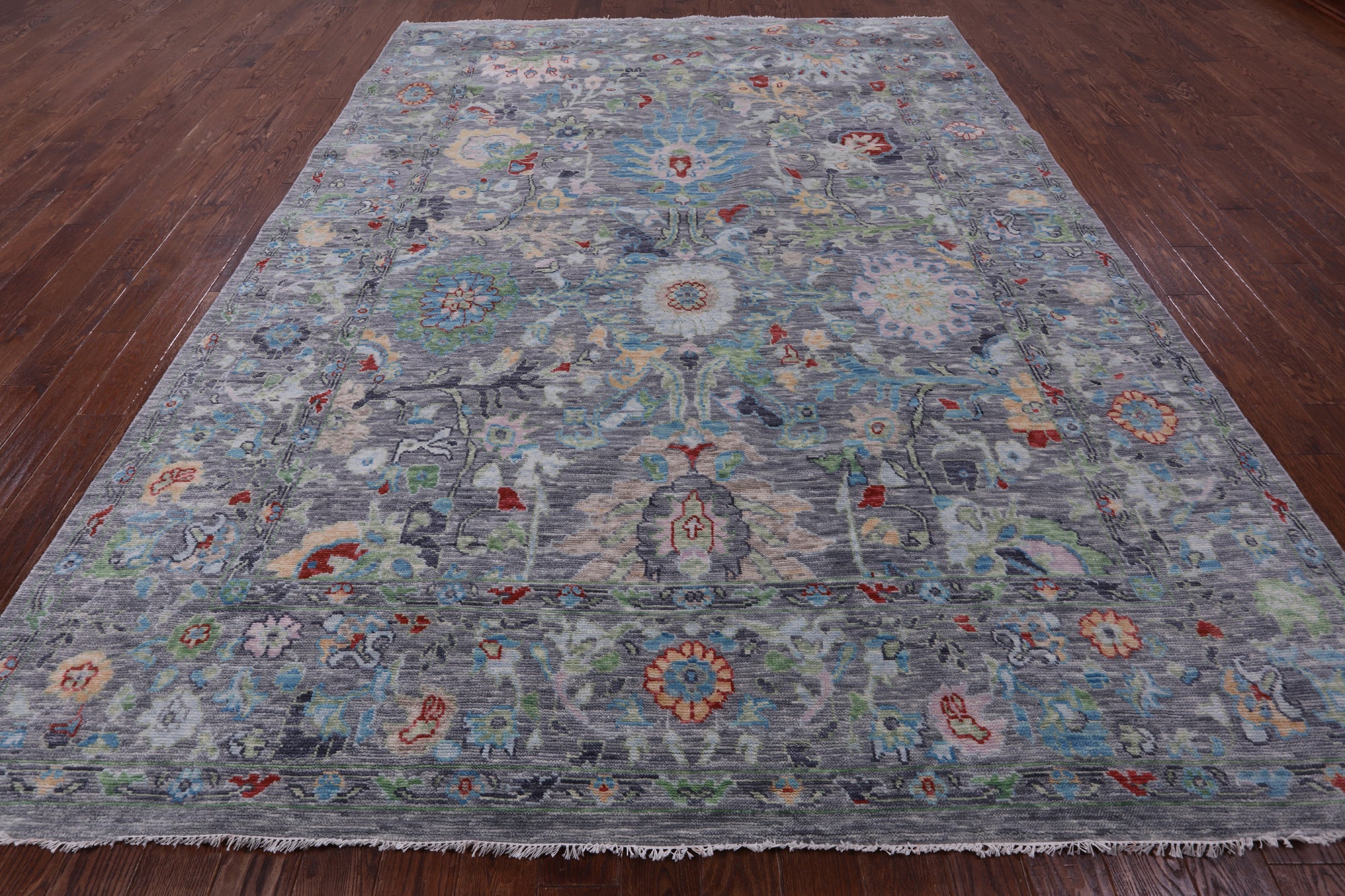 Grey Turkish Oushak Hand Knotted Wool Rug - 8' 11" X 12' 0" - Golden Nile