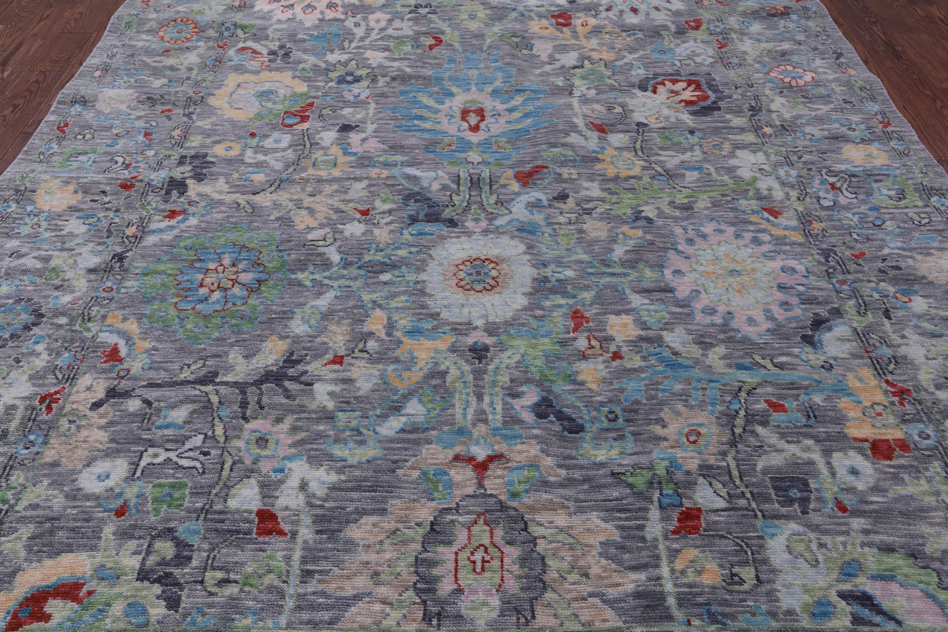 Grey Turkish Oushak Hand Knotted Wool Rug - 8' 11" X 12' 0" - Golden Nile
