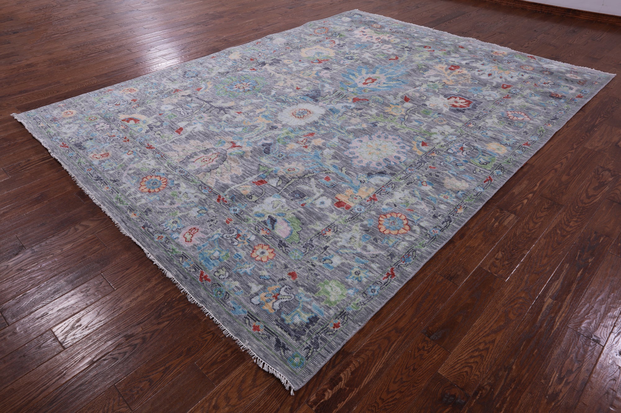 Grey Turkish Oushak Hand Knotted Wool Rug - 8' 11" X 12' 0" - Golden Nile