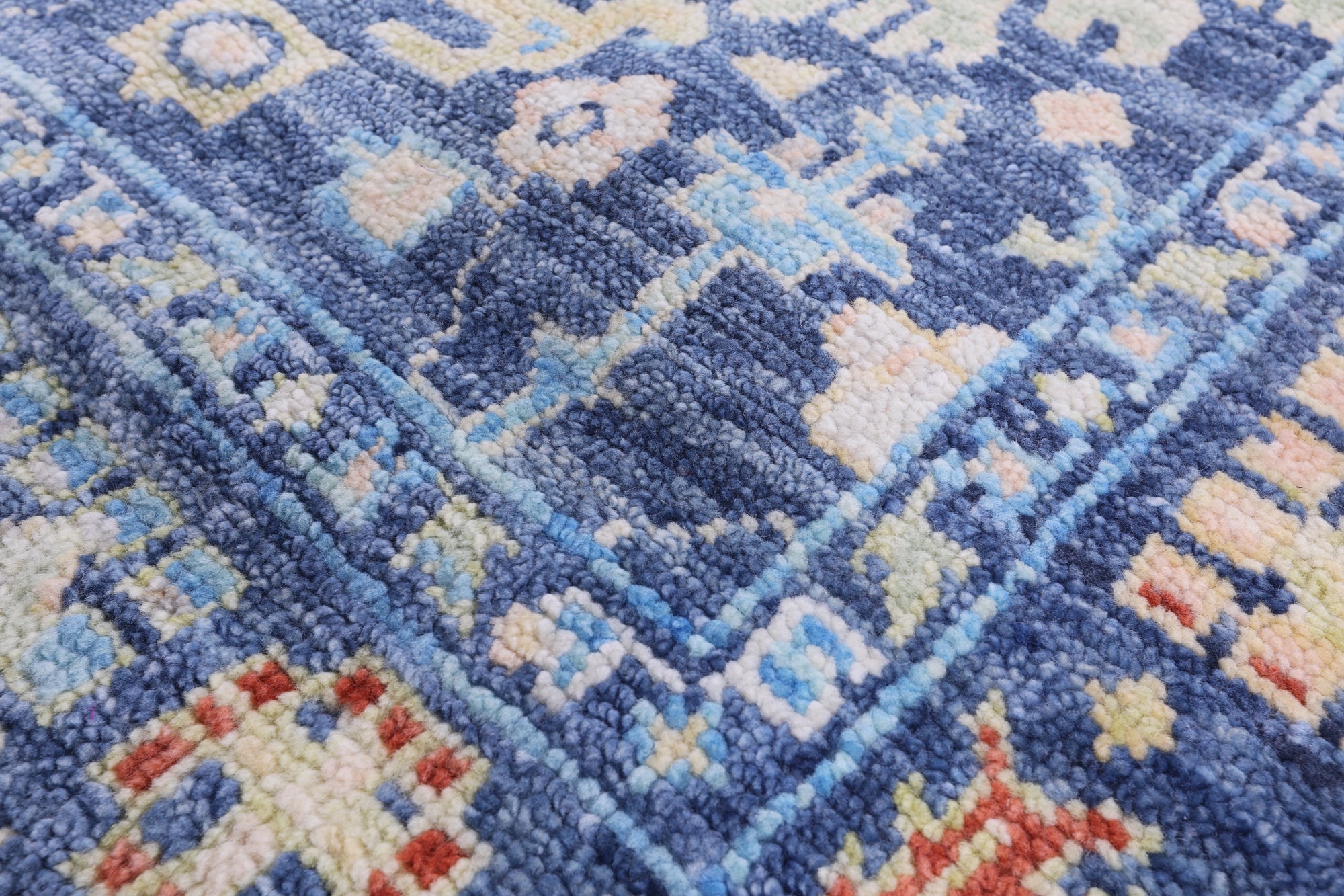 Blue Turkish Oushak Hand Knotted Wool Rug - 6' 3" X 9' 5" - Golden Nile