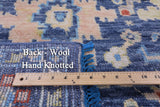 Blue Turkish Oushak Hand Knotted Wool Rug - 6' 3" X 9' 5" - Golden Nile