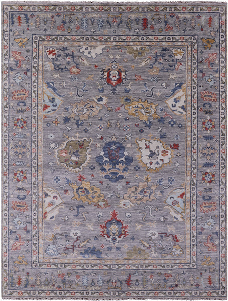 Grey Turkish Oushak Hand Knotted Wool Rug - 9' 0" X 12' 0" - Golden Nile