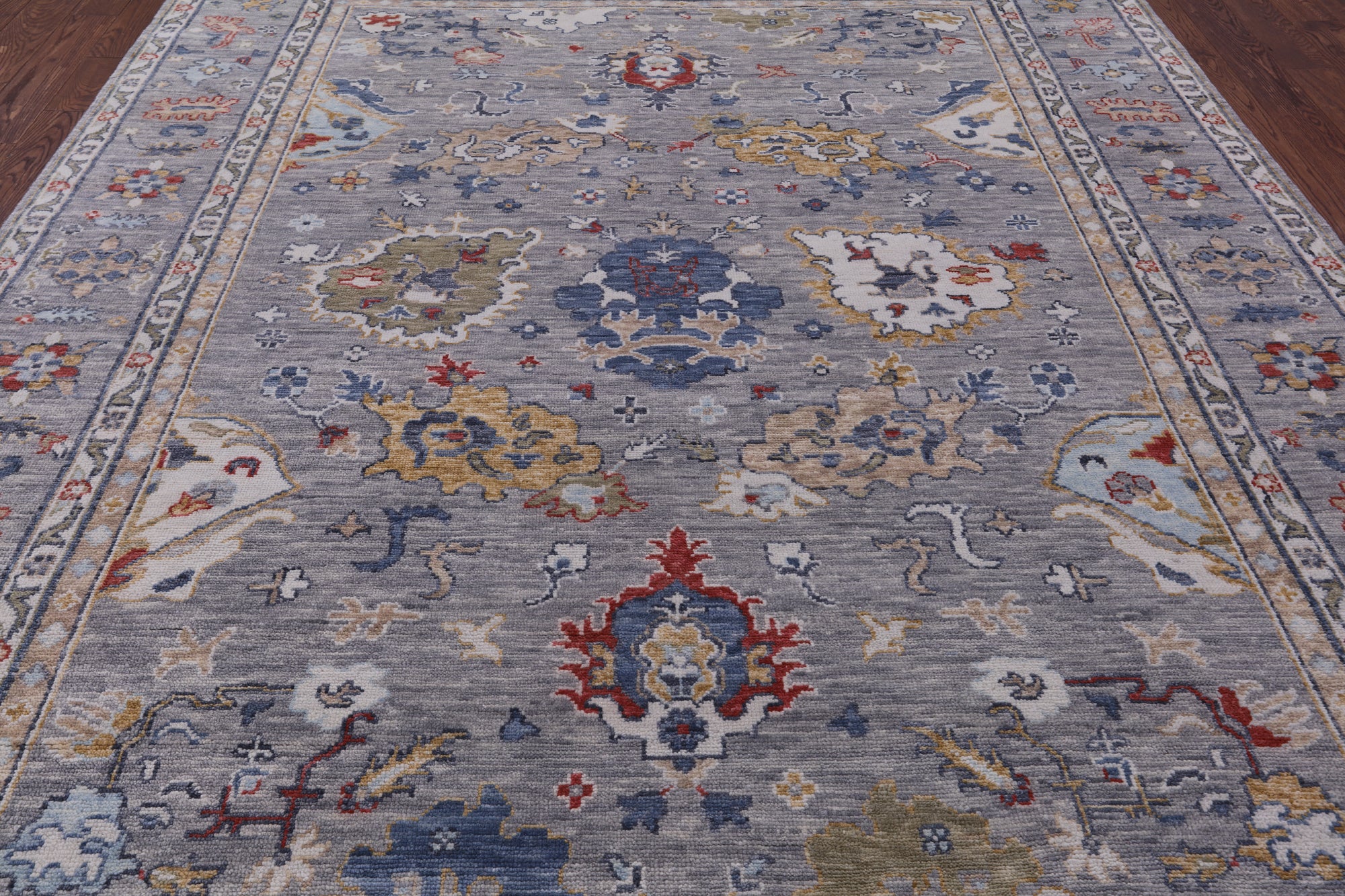 Grey Turkish Oushak Hand Knotted Wool Rug - 9' 0" X 12' 0" - Golden Nile