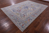 Grey Turkish Oushak Hand Knotted Wool Rug - 9' 0" X 12' 0" - Golden Nile