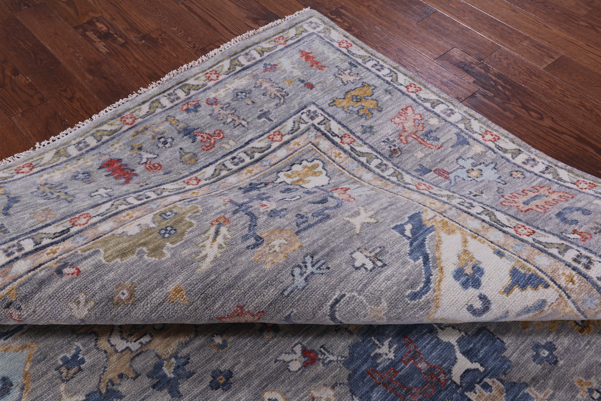 Grey Turkish Oushak Hand Knotted Wool Rug - 9' 0" X 12' 0" - Golden Nile