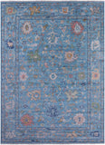 Blue Turkish Oushak Hand Knotted Wool Rug - 9' 10" X 13' 8" - Golden Nile