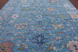 Blue Turkish Oushak Hand Knotted Wool Rug - 9' 10" X 13' 8" - Golden Nile