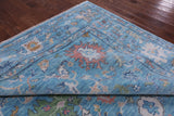 Blue Turkish Oushak Hand Knotted Wool Rug - 9' 10" X 13' 8" - Golden Nile