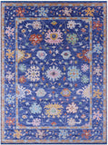 Blue Turkish Oushak Hand Knotted Wool Rug - 8' 11" X 12' 3" - Golden Nile