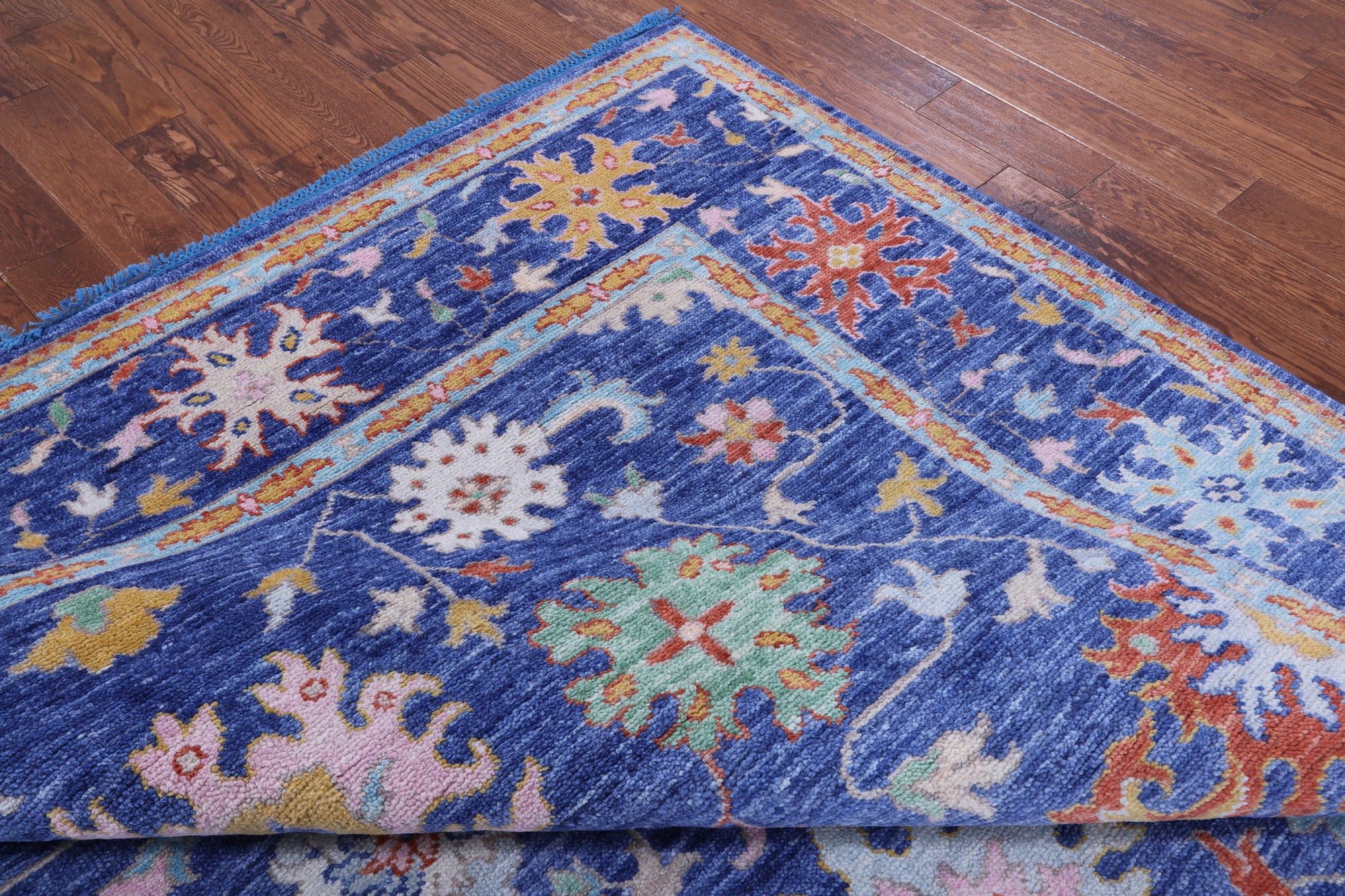 Blue Turkish Oushak Hand Knotted Wool Rug - 8' 11" X 12' 3" - Golden Nile