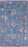 Blue Turkish Oushak Hand Knotted Wool Rug - 5' 2" X 8' 3" - Golden Nile