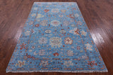 Blue Turkish Oushak Hand Knotted Wool Rug - 5' 2" X 8' 3" - Golden Nile
