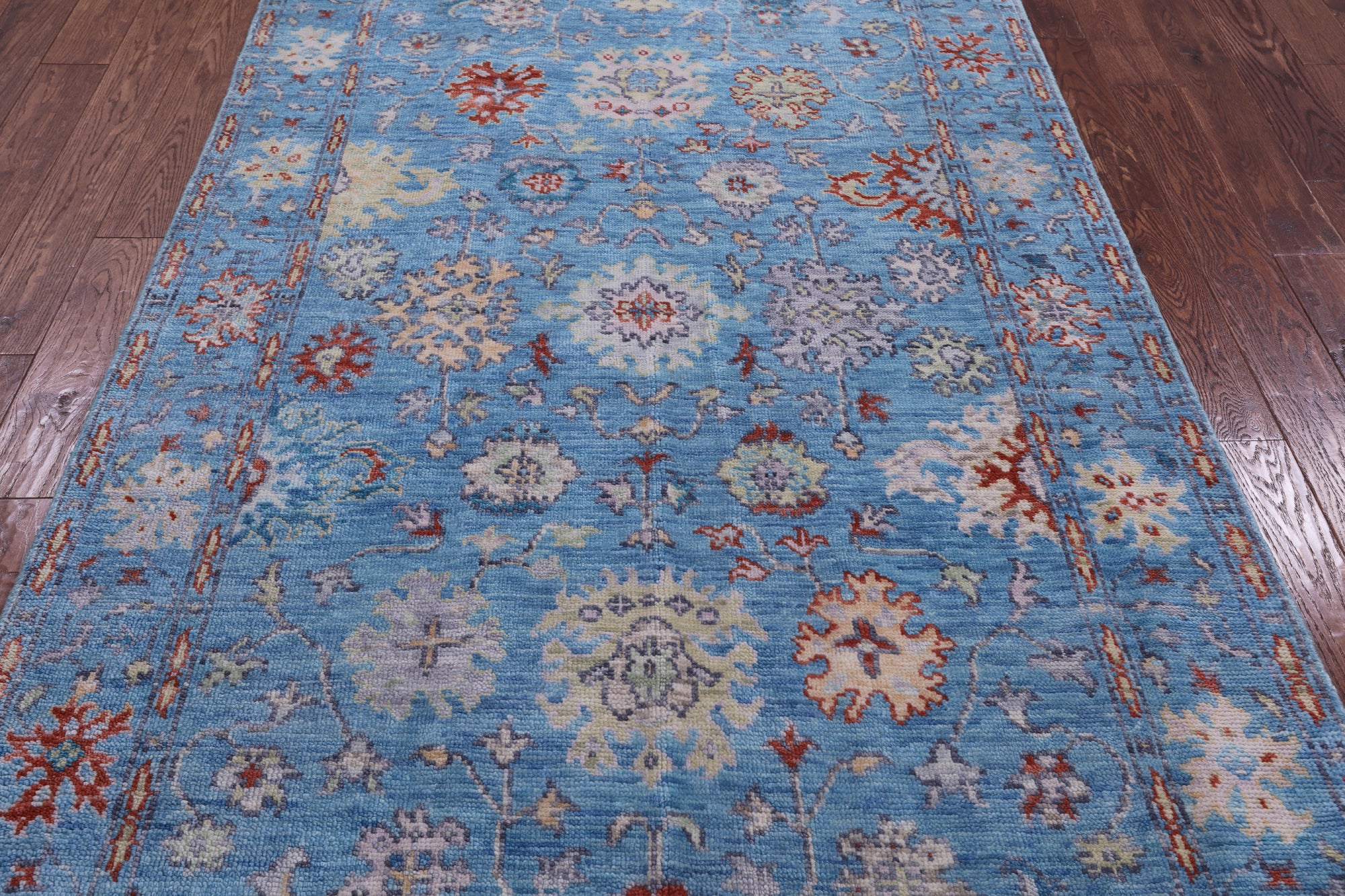 Blue Turkish Oushak Hand Knotted Wool Rug - 5' 2" X 8' 3" - Golden Nile