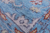 Blue Turkish Oushak Hand Knotted Wool Rug - 5' 2" X 8' 3" - Golden Nile