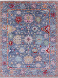 Blue Turkish Oushak Hand Knotted Wool Rug - 8' 0" X 10' 2" - Golden Nile