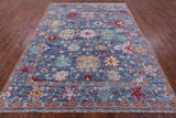 Blue Turkish Oushak Hand Knotted Wool Rug - 8' 0" X 10' 2" - Golden Nile