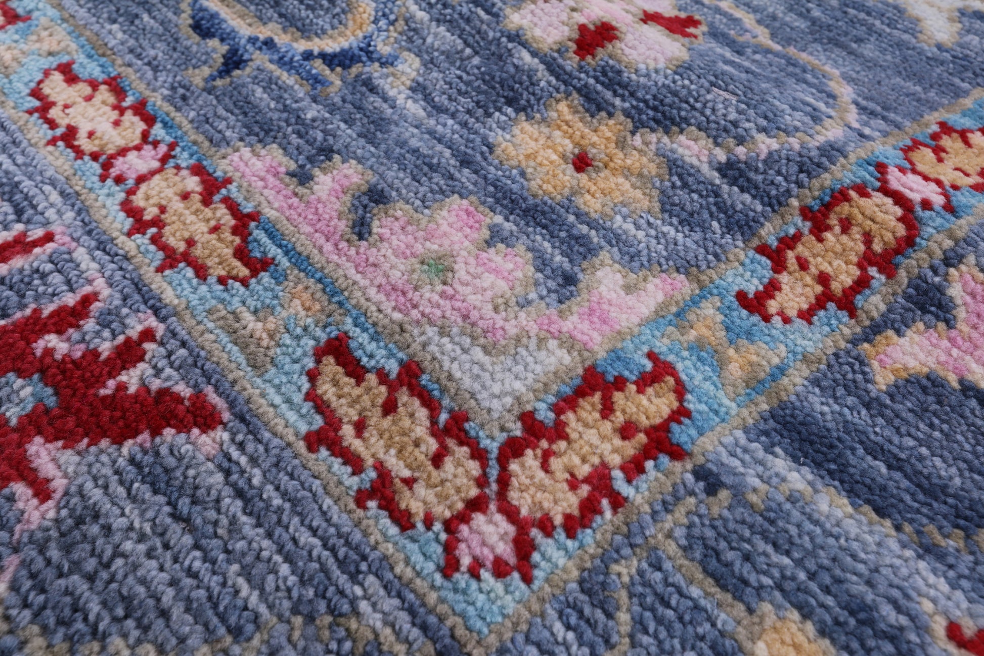 Blue Turkish Oushak Hand Knotted Wool Rug - 8' 0" X 10' 2" - Golden Nile