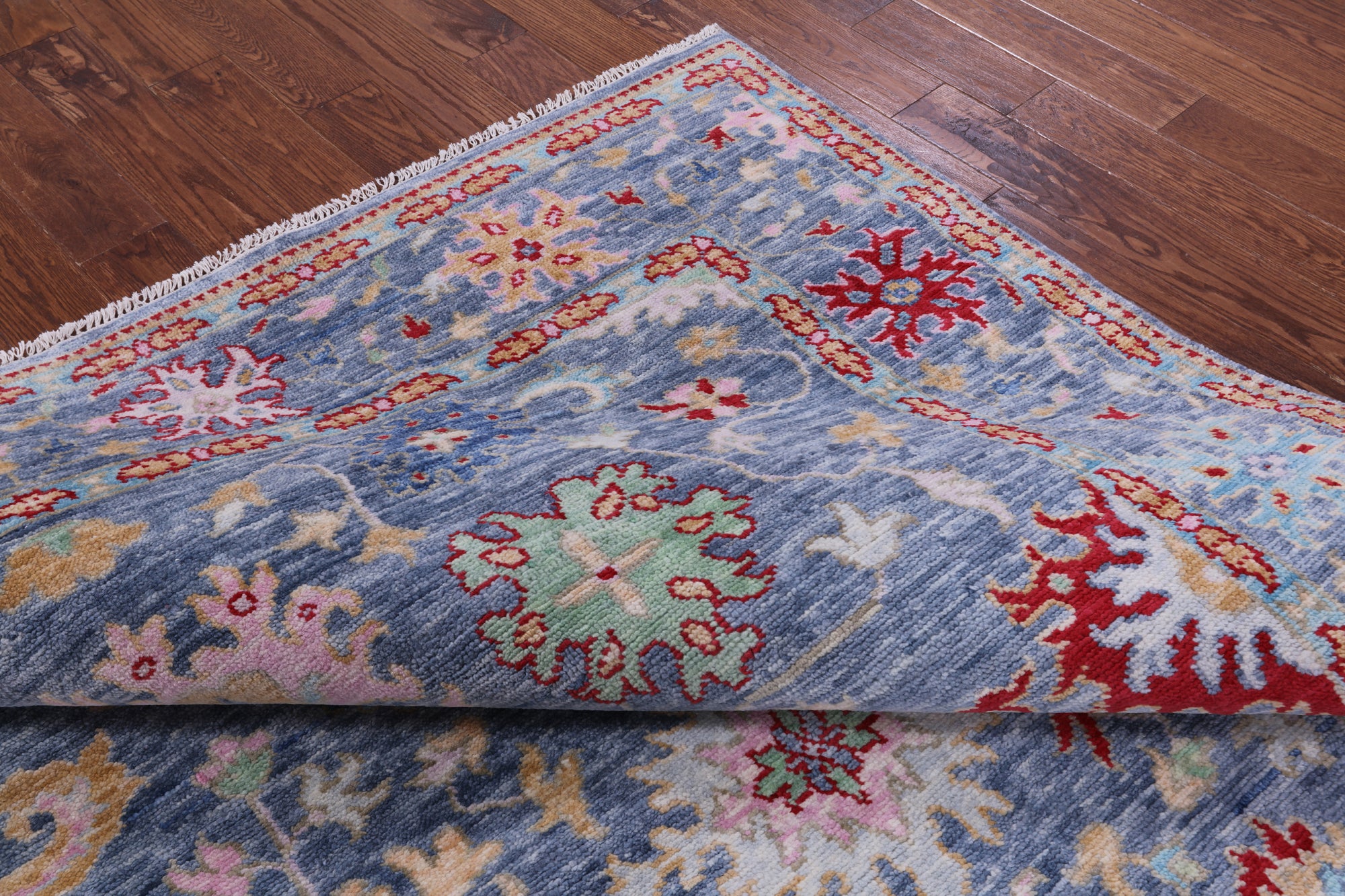 Blue Turkish Oushak Hand Knotted Wool Rug - 8' 0" X 10' 2" - Golden Nile