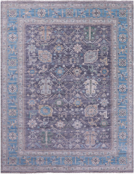 Grey Turkish Oushak Hand Knotted Wool Rug - 9' 0" X 12' 2" - Golden Nile