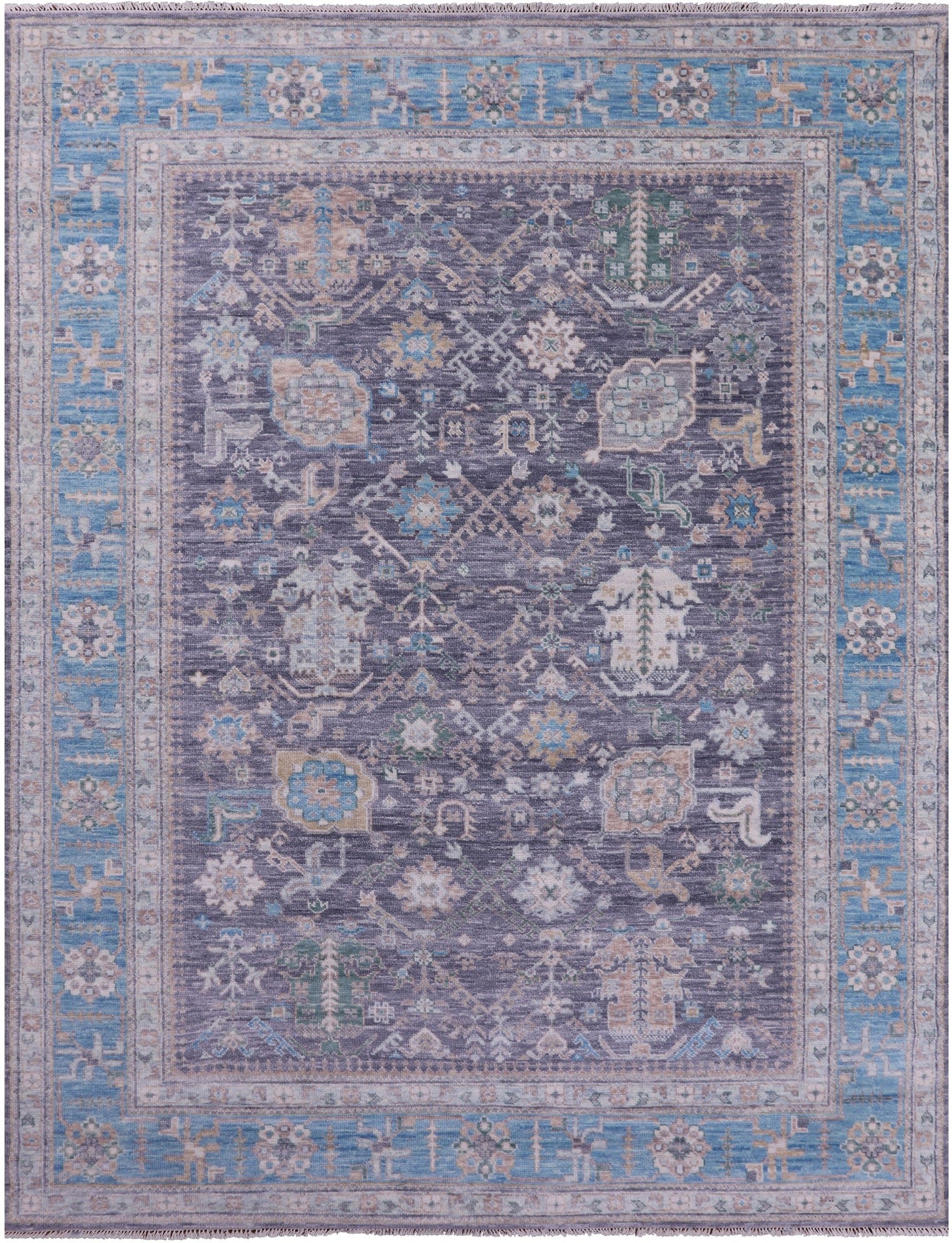 Grey Turkish Oushak Hand Knotted Wool Rug - 9' 0" X 12' 2" - Golden Nile