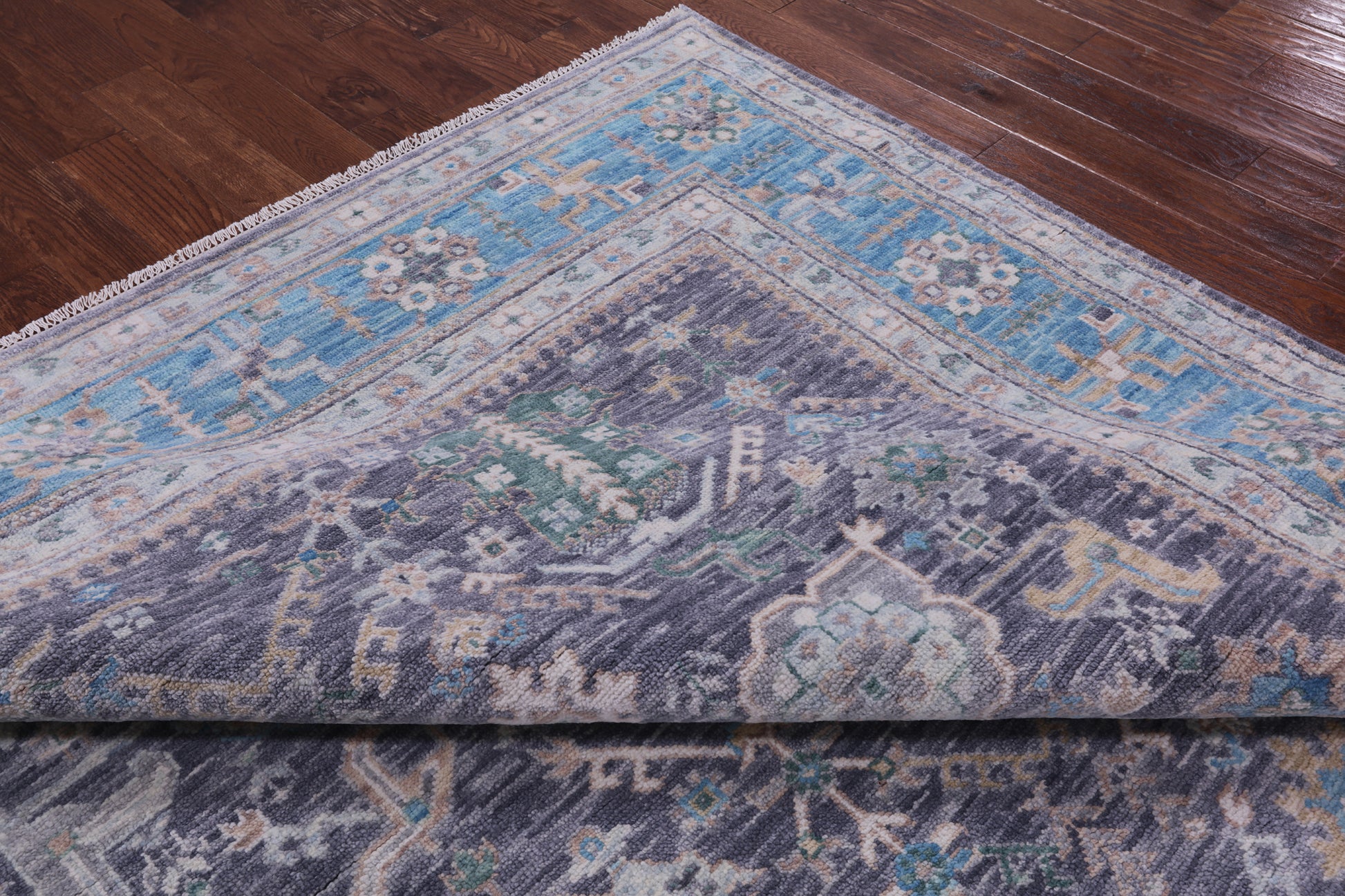 Grey Turkish Oushak Hand Knotted Wool Rug - 9' 0" X 12' 2" - Golden Nile