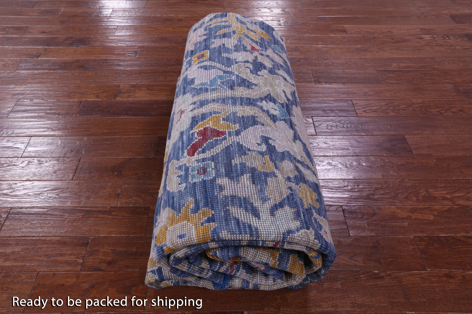 Blue Turkish Oushak Hand Knotted Wool Rug - 10' 0" X 14' 1" - Golden Nile