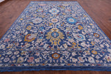 Blue Turkish Oushak Hand Knotted Wool Rug - 10' 0" X 14' 1" - Golden Nile