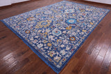 Blue Turkish Oushak Hand Knotted Wool Rug - 10' 0" X 14' 1" - Golden Nile