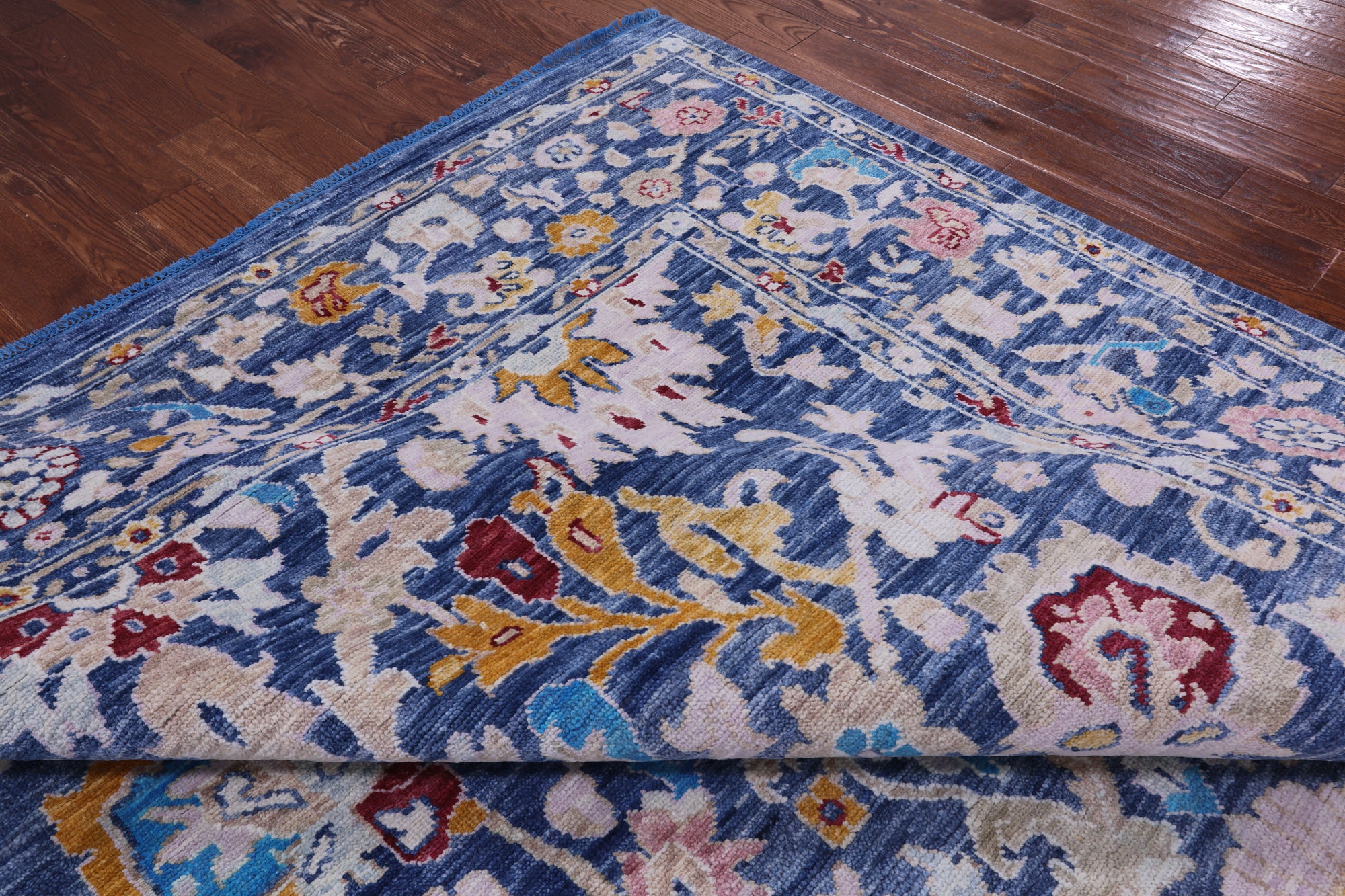 Blue Turkish Oushak Hand Knotted Wool Rug - 10' 0" X 14' 1" - Golden Nile