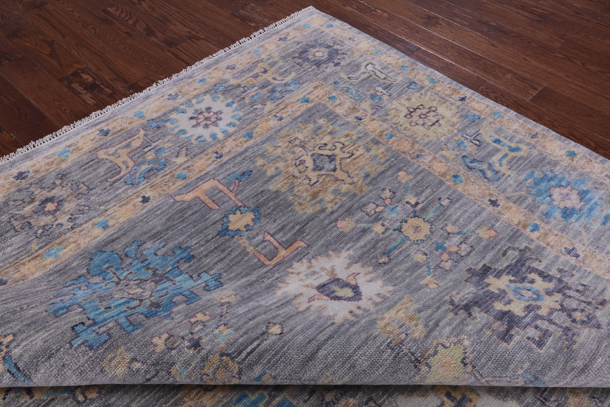 Grey Turkish Oushak Hand Knotted Wool Rug - 9' 2" X 12' 1" - Golden Nile