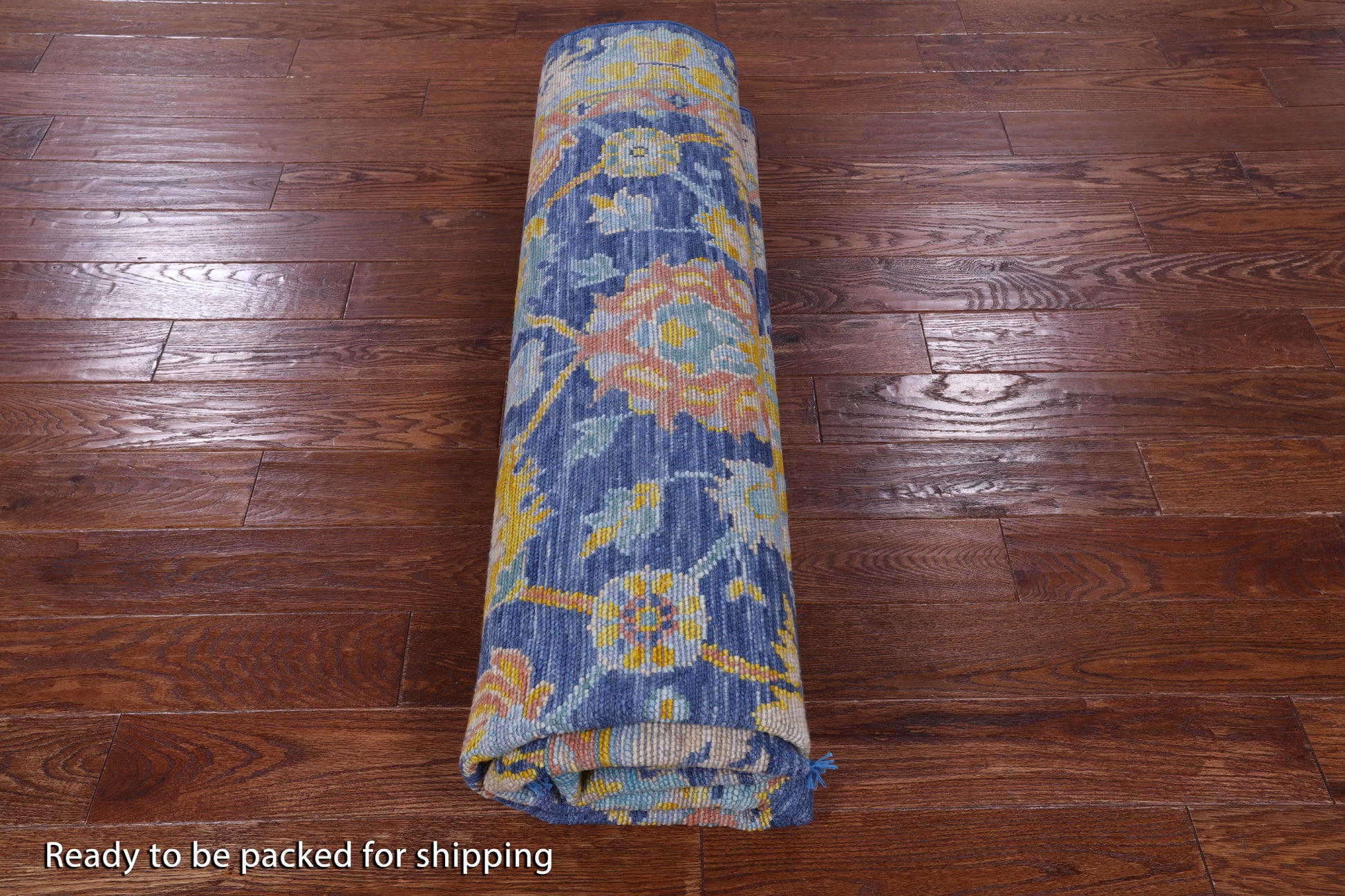 Blue Square Turkish Oushak Hand Knotted Wool Rug - 7' 9" X 8' 1" - Golden Nile