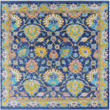 Blue Square Turkish Oushak Hand Knotted Wool Rug - 7' 9" X 8' 1" - Golden Nile