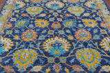 Blue Square Turkish Oushak Hand Knotted Wool Rug - 7' 9" X 8' 1" - Golden Nile